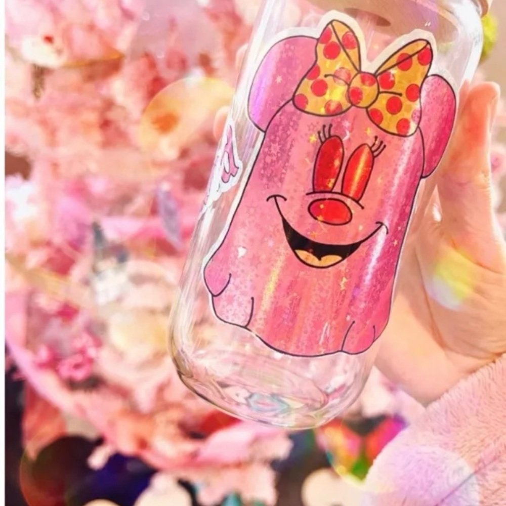 Minnie pink ghost Halloween holographic glitter sticker